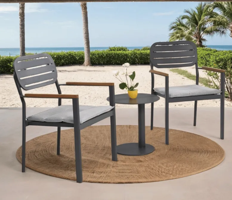 Aluminum Teak Outdoor Dining Table And Chair Set
